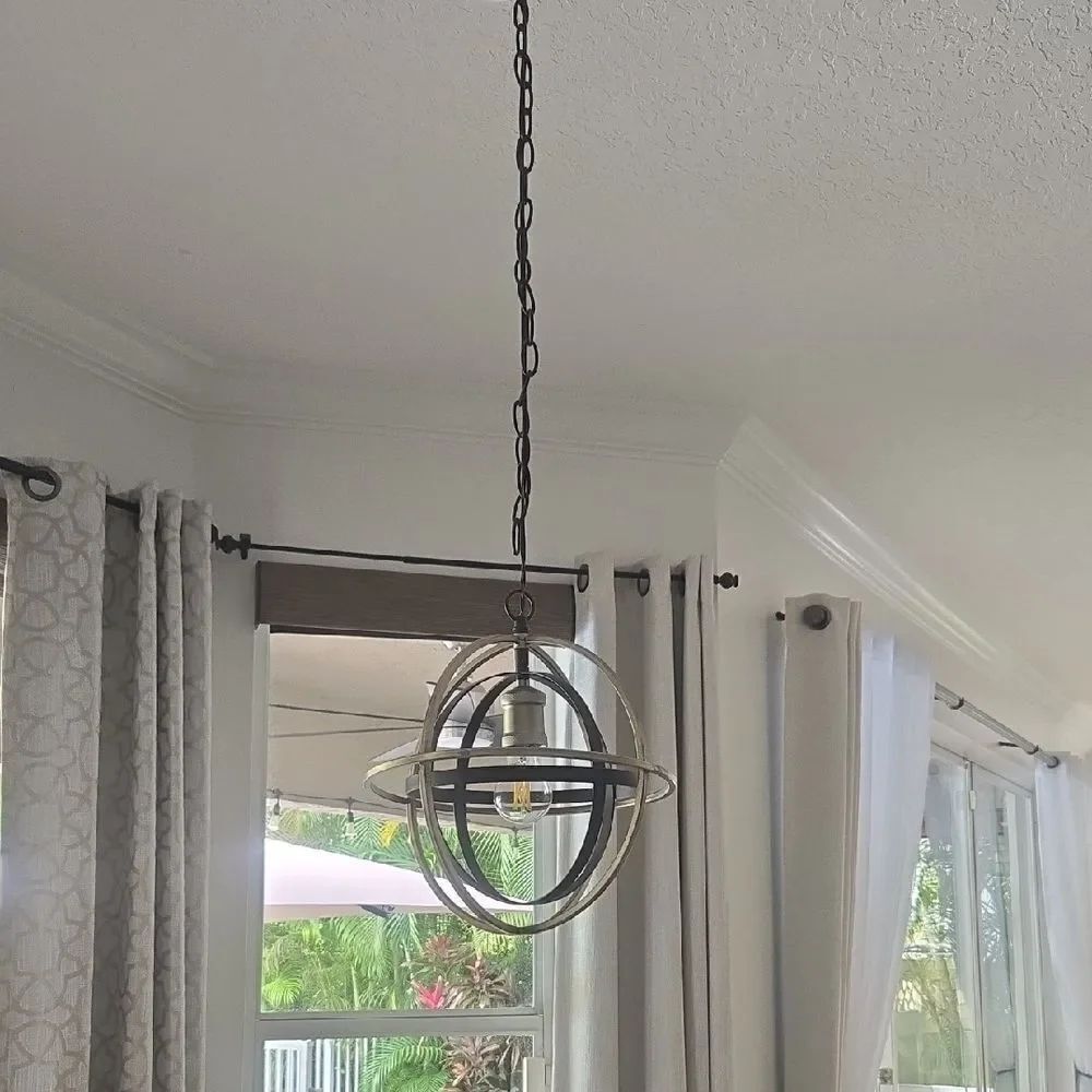 Modern Brush Gold Round Pendant Light Fixture